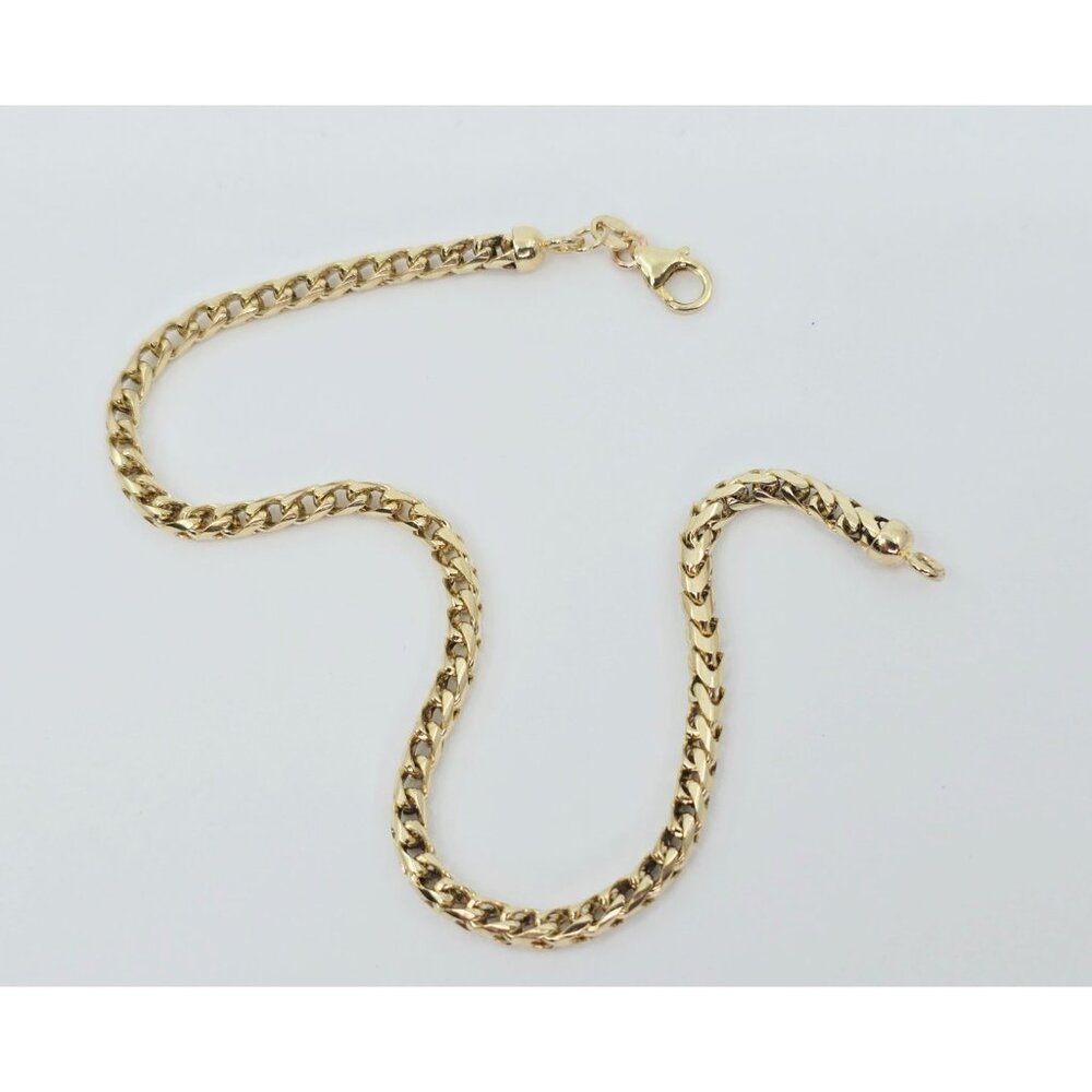 Unique 10K Karat Solid Yellow Gold Rounded Franco Link Chain Bracelet - 8.25" L